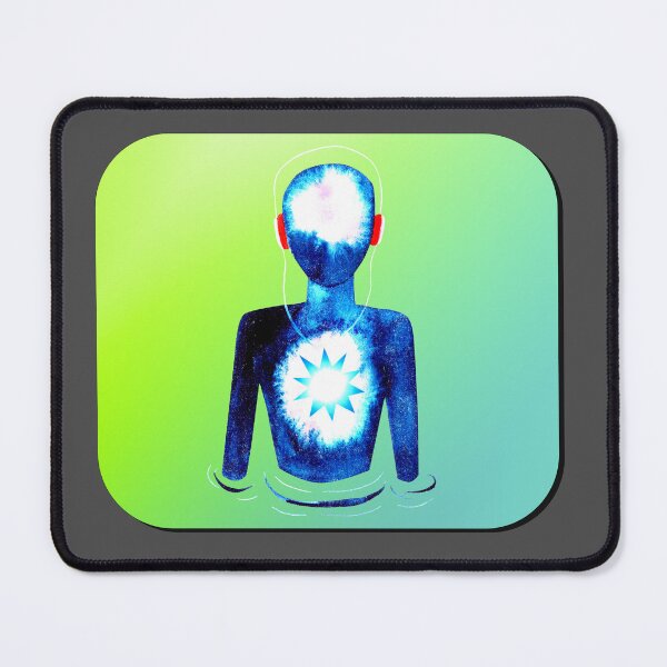 Item preview, Meditation Man w/ Headphones Lime Green designed and sold by RealmsBeyond.