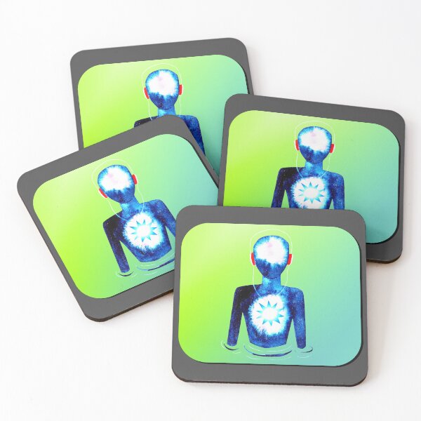 Item preview, Meditation Man w/ Headphones Lime Green designed and sold by RealmsBeyond.