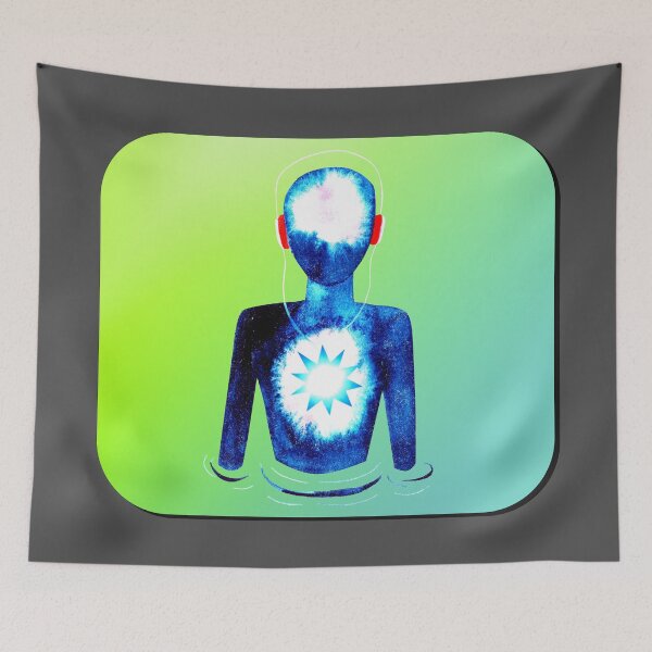 Item preview, Meditation Man w/ Headphones Lime Green designed and sold by RealmsBeyond.