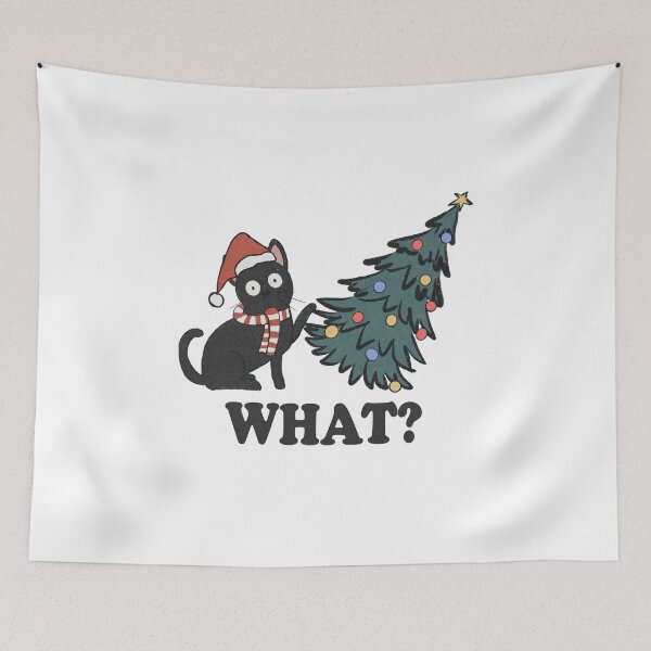 Item preview, What? Funny Black Cat Pushing Over Christmas Tree designed and sold by The Jackalope.