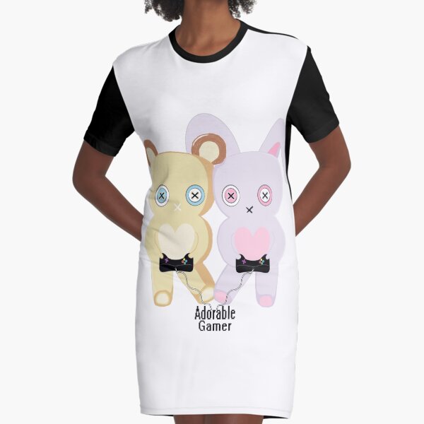 Adorable Gamer ~ Teddy & Bunny Graphic T-Shirt Dress