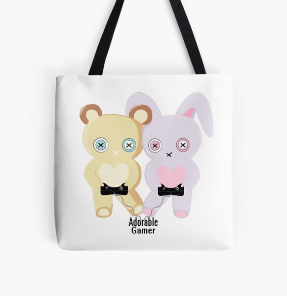 Adorable Gamer ~ Teddy & Bunny All Over Print Tote Bag