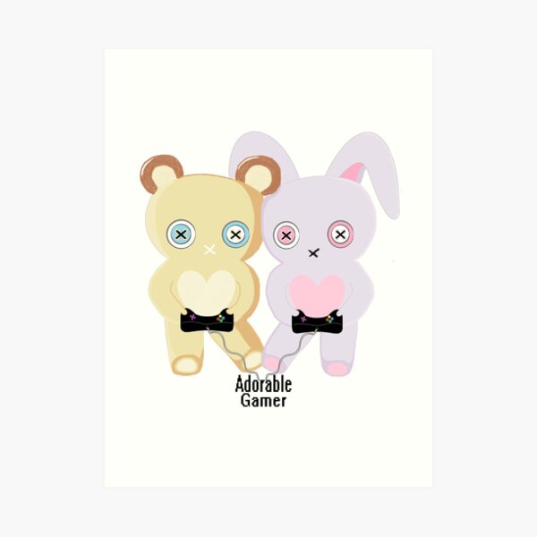 Adorable Gamer ~ Teddy & Bunny Art Print