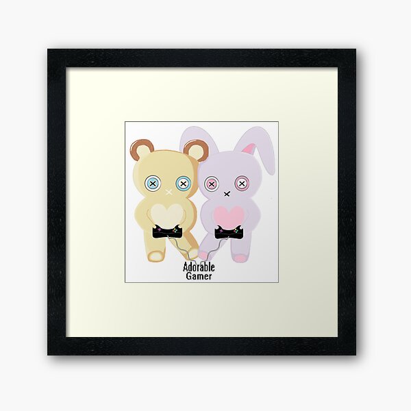 Adorable Gamer ~ Teddy & Bunny Framed Art Print
