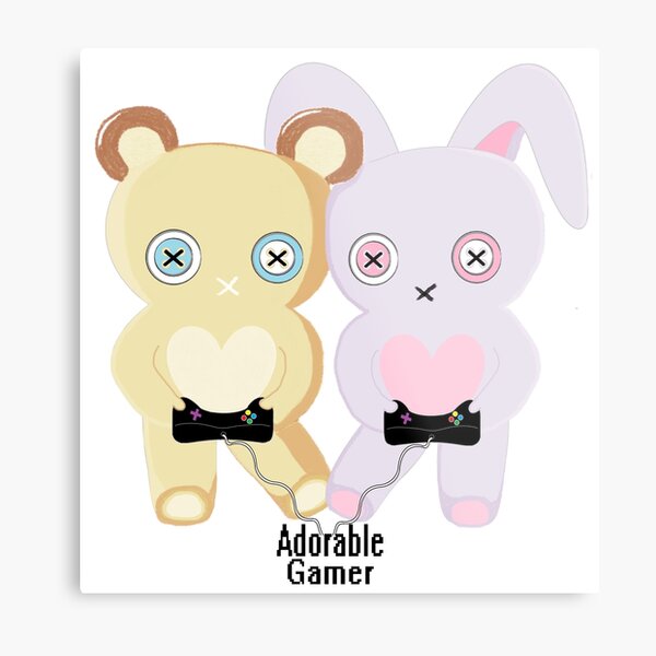 Adorable Gamer ~ Teddy & Bunny Metal Print