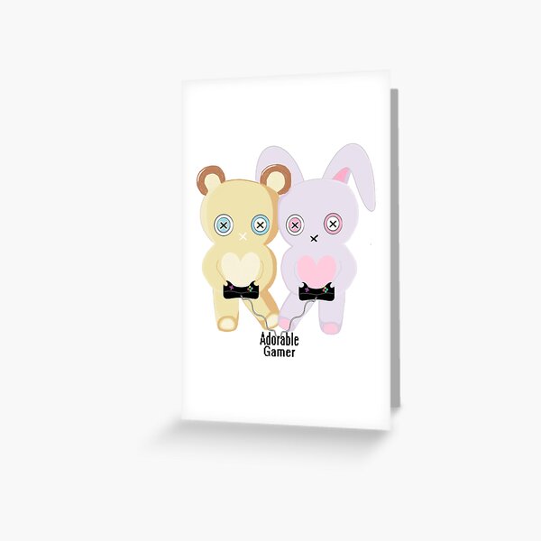 Adorable Gamer ~ Teddy & Bunny Greeting Card