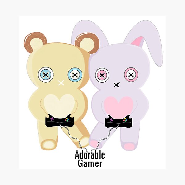Adorable Gamer ~ Teddy & Bunny Photographic Print