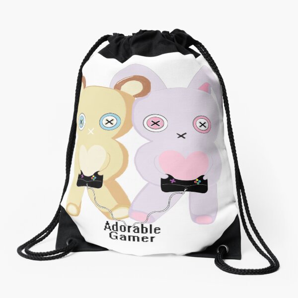 Adorable Gamer ~ Teddy & Bunny Drawstring Bag