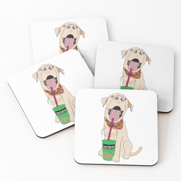 Item preview, Golden Labrador Dog drinking bone tea designed and sold by atedesigns.