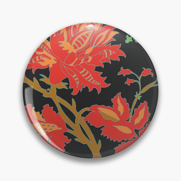 Item preview, Vintage Red and Orange Floral Pattern on Black designed and sold by MausieDesigns.