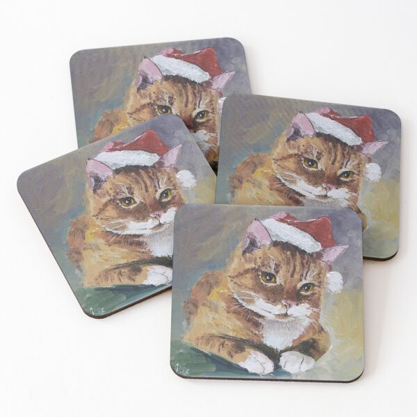 Item preview, Christmas Ginger Cat Print designed and sold by NatalyMak.