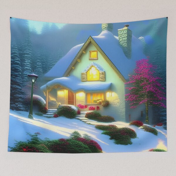 Item preview, Snow Covered Christmas Cottage  designed and sold by pinkal.