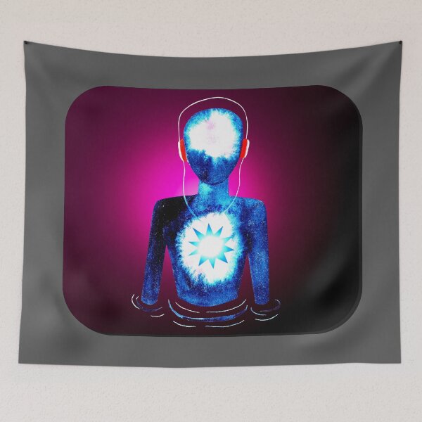 Item preview, Meditation Man w/ Headphones Magenta designed and sold by RealmsBeyond.