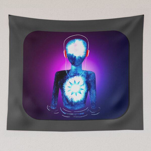 Item preview, Meditation Man w/ Headphones Purple Blast designed and sold by RealmsBeyond.