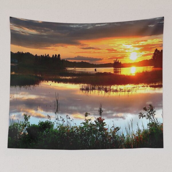 Item preview, Beautiful orange sunset clouds view from the lake  designed and sold by Durgaa D.
