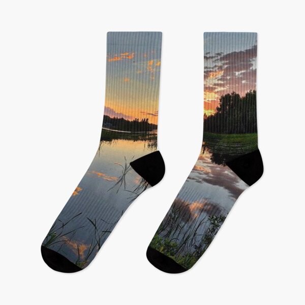 Item preview, Beautiful orange sunset view from the lake  designed and sold by Durgaa D.