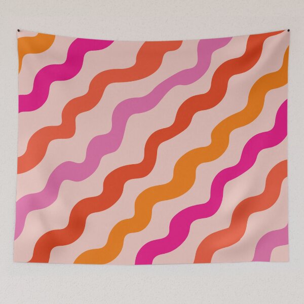 Item preview,  Retro 70s pink and orange groovy abstract waves pattern  designed and sold by Yasminepatterns .