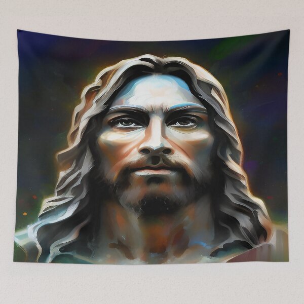 Item preview, Jesus of Nazareth Face Portrait Multiple Colors on Black Background Illustration designed and sold by deniselynnimage.