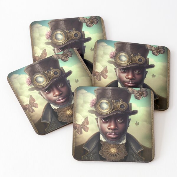 Item preview, Steampunk Afrofuturistic young black Mad Hatter designed and sold by Blaché Designs.