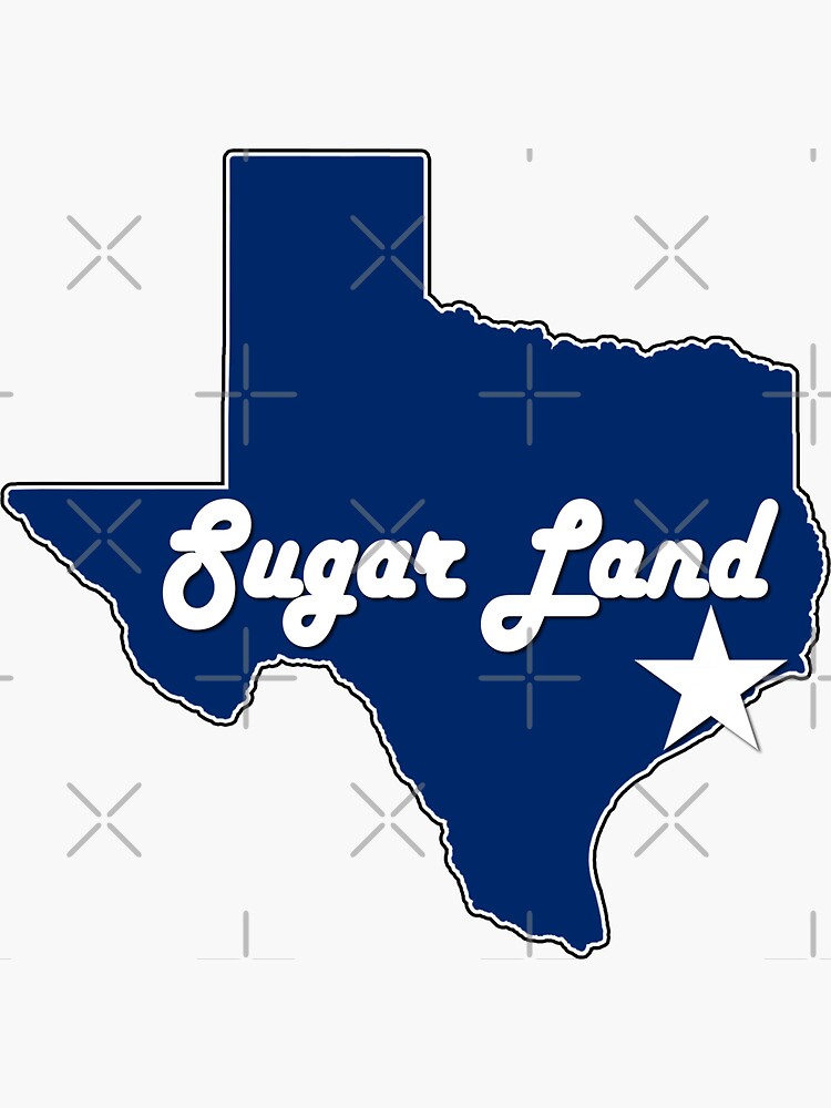 "City of Sugar Land Texas Lone Star State Map Navy Blue" Sticker for