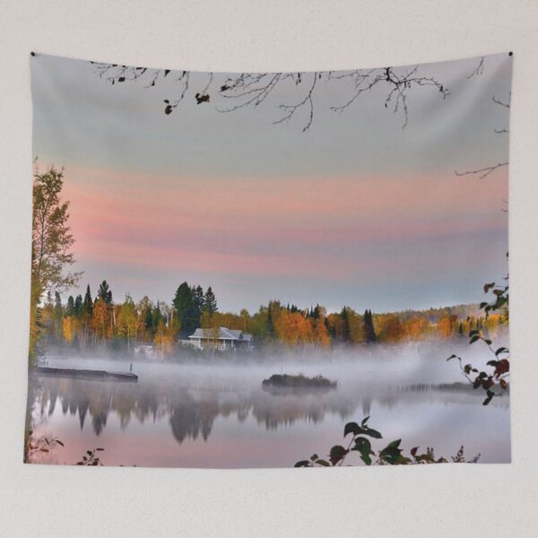 Item preview, Foggy autumn forest by the lakeside  designed and sold by Durgaa D.