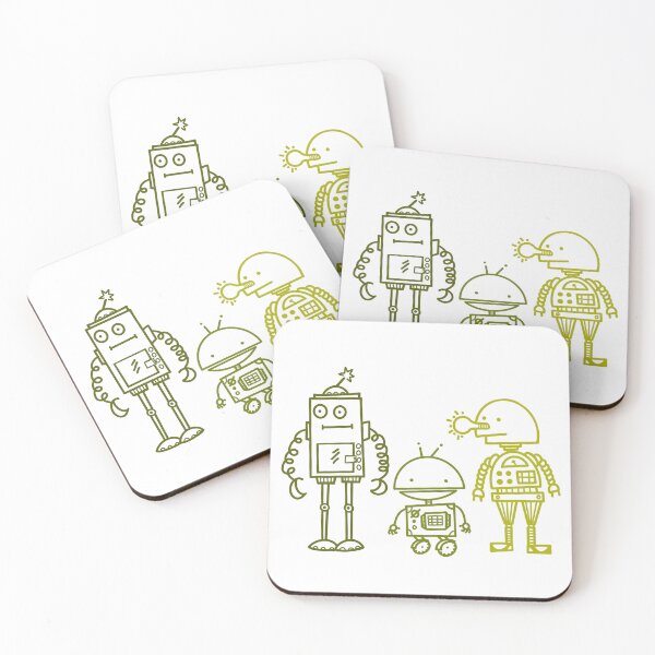 Item preview, Robot friends in shades of green designed and sold by acbcesarz.