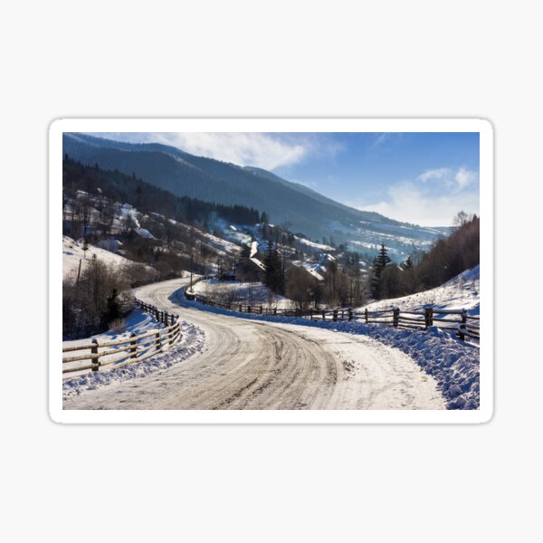 rural mountain road in snow Sticker