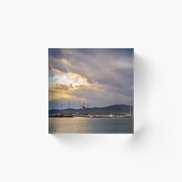 boats in port of Sozopol at sunset Acrylic Block