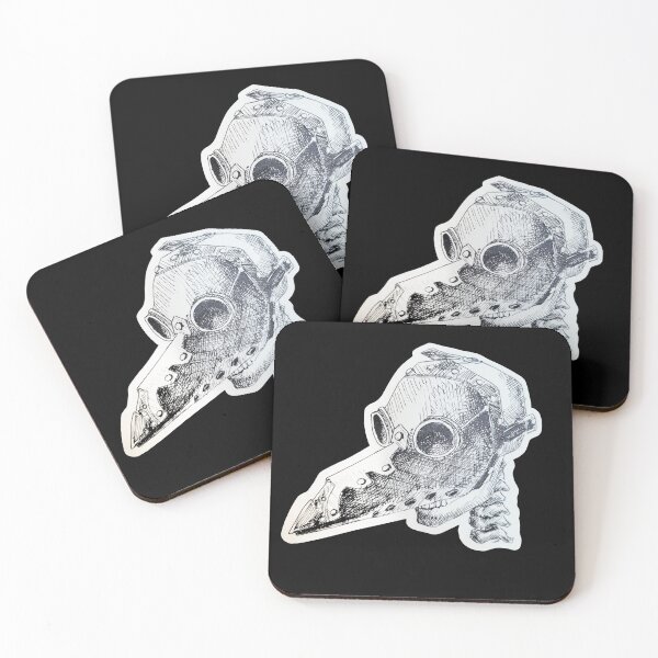 Item preview, Cross hatched ink plague doctor skull designed and sold by BirdWithHat.