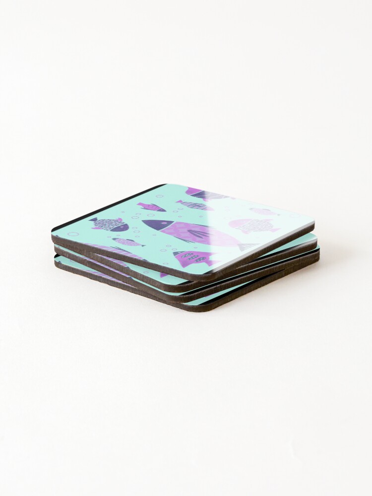 Thumbnail 4 of 5, Coasters (Set of 4), Fish Pattern Design designed and sold by BestCoolStuff.
