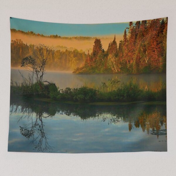 Item preview, Beautiful autumn forests view by the lakeside  designed and sold by Durgaa D.