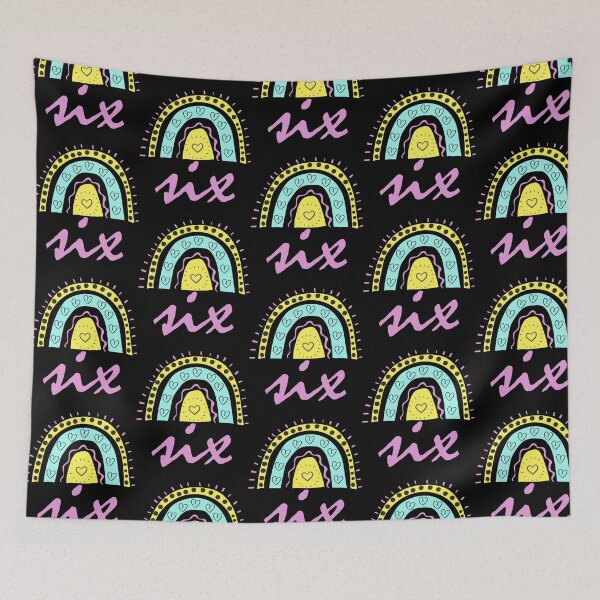 Item preview, Six Year Old Sixth Birthday Cute Fun Doodle Boho Rainbow designed and sold by LadySaltwater.