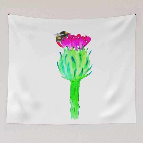 Item preview, Watercolor Scottish Thistle And Bumblebee designed and sold by virillanissa.