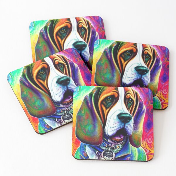 Item preview, Tribal Basset Hounds Dog Art 2 designed and sold by DiatomDesigns.