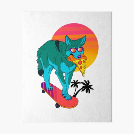 Item preview, Retrowave Coyote designed and sold by Stray Songdog.