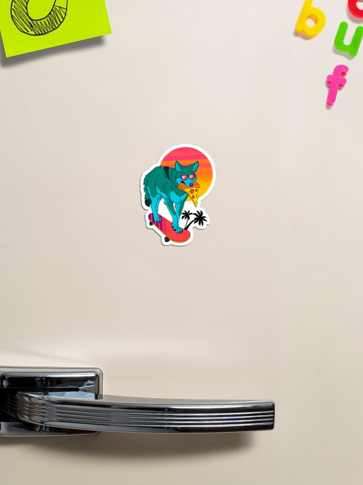 Thumbnail 1 of 3, Magnet, Retrowave Coyote designed and sold by infiniteloup.