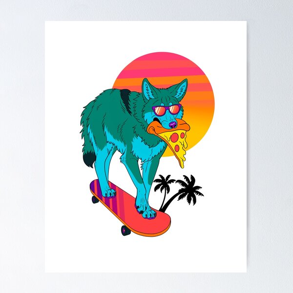 Item preview, Retrowave Coyote designed and sold by Stray Songdog.