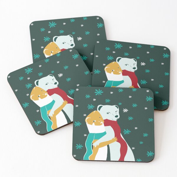 Item preview, Mustelid Christmas Weasel Hugs Dark Teal #2 designed and sold by belettelepink.