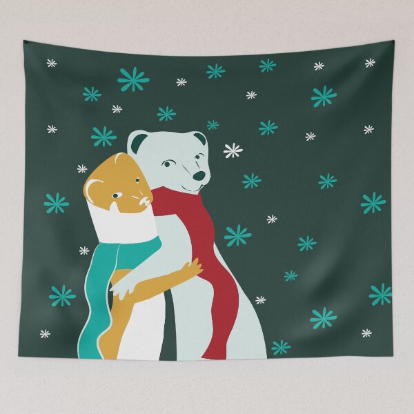 Item preview, Mustelid Christmas Weasel Hugs Dark Teal #2 designed and sold by belettelepink.