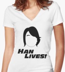 Han Lives! Women's Fitted V-Neck T-Shirt