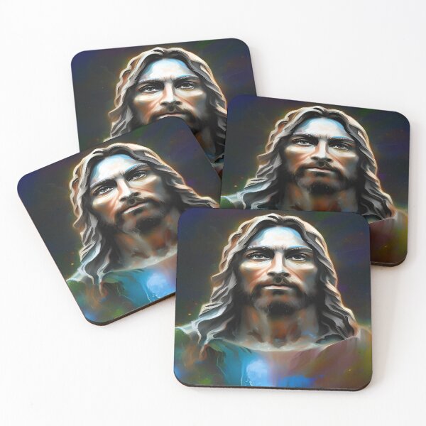 Item preview, Jesus of Nazareth Face Portrait Multiple Colors on Black Background Illustration designed and sold by deniselynnimage.