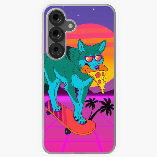 Item preview, Retrowave Coyote (with background) designed and sold by Stray Songdog.