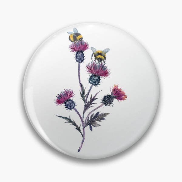 Item preview, Watercolor Scottish Thistle And Bumblebee designed and sold by virillanissa.