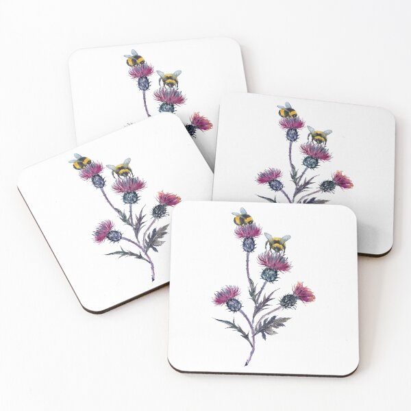 Item preview, Watercolor Scottish Thistle And Bumblebee designed and sold by virillanissa.