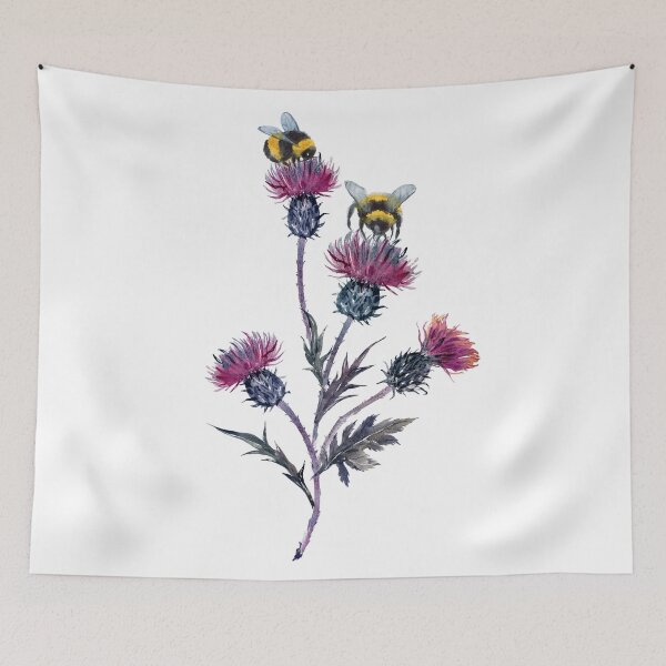 Item preview, Watercolor Scottish Thistle And Bumblebee designed and sold by virillanissa.