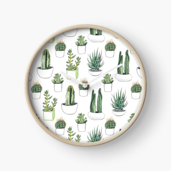 Watercolour cacti & succulents Clock
