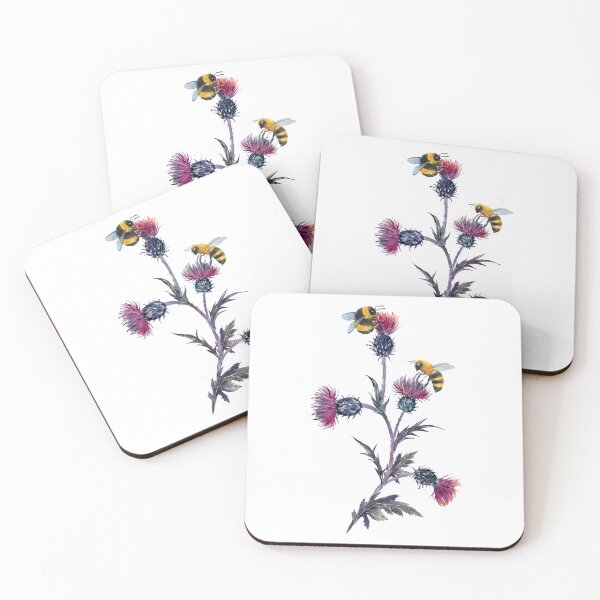 Item preview, Watercolor Scottish Thistle And Bumblebee designed and sold by virillanissa.