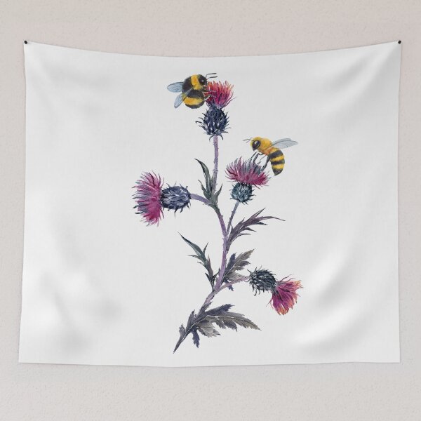 Item preview, Watercolor Scottish Thistle And Bumblebee designed and sold by virillanissa.