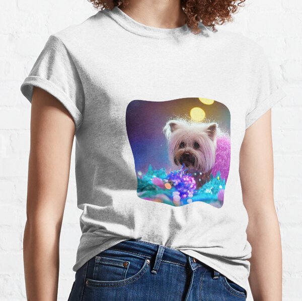 beau portrait de chien à noël avec des couleurs fantastiques T-shirt classique