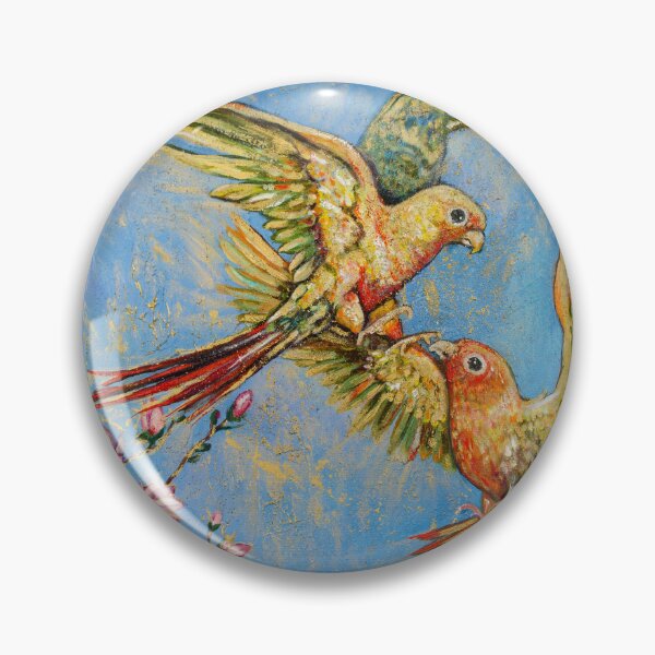 Item preview, Birds in Love Painting Magnolia Spring Blossom Yellow Parrots  designed and sold by NinoPonditerra.